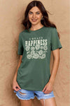 Simply Love Full Size CREATE HAPPINESS Graphic Cotton T-Shirt Green Women's T-Shirts - Tophatter Daily Deals