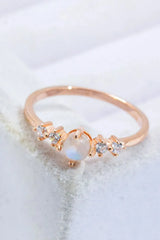 Natural Moonstone and Zircon 18K Rose Gold-Plated Ring Moonstone - Tophatter Daily Deals