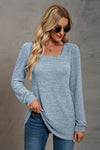 Square Neck Puff Sleeve T-Shirt Women's T-Shirts - Tophatter Daily Deals