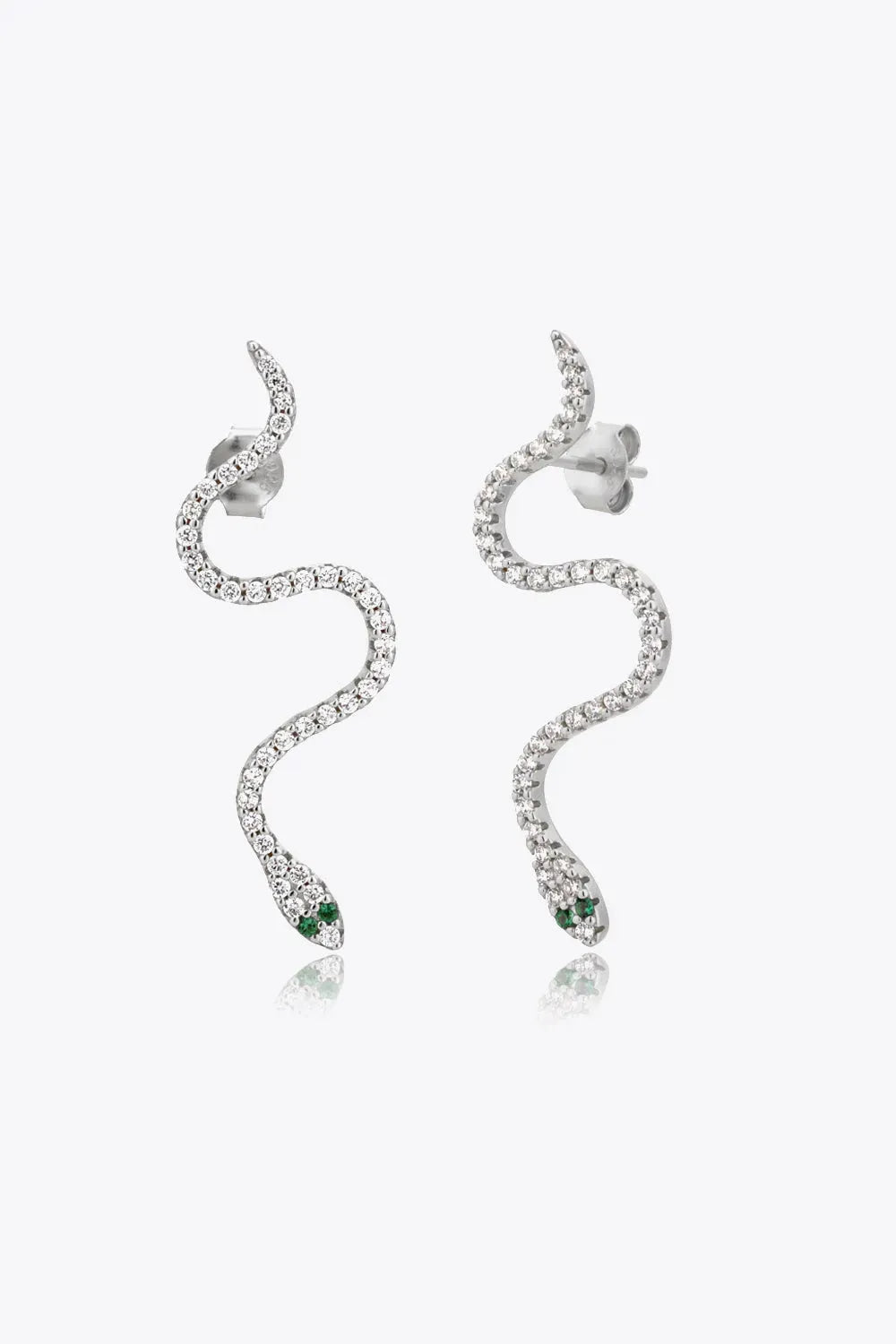 Snake-Shaped 925 Sterling Silver Earrings Silver One Size Earrings - Tophatter Daily Deals