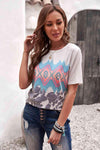 Printed Round Neck Tunic Tee Women's T-Shirts - Tophatter Daily Deals