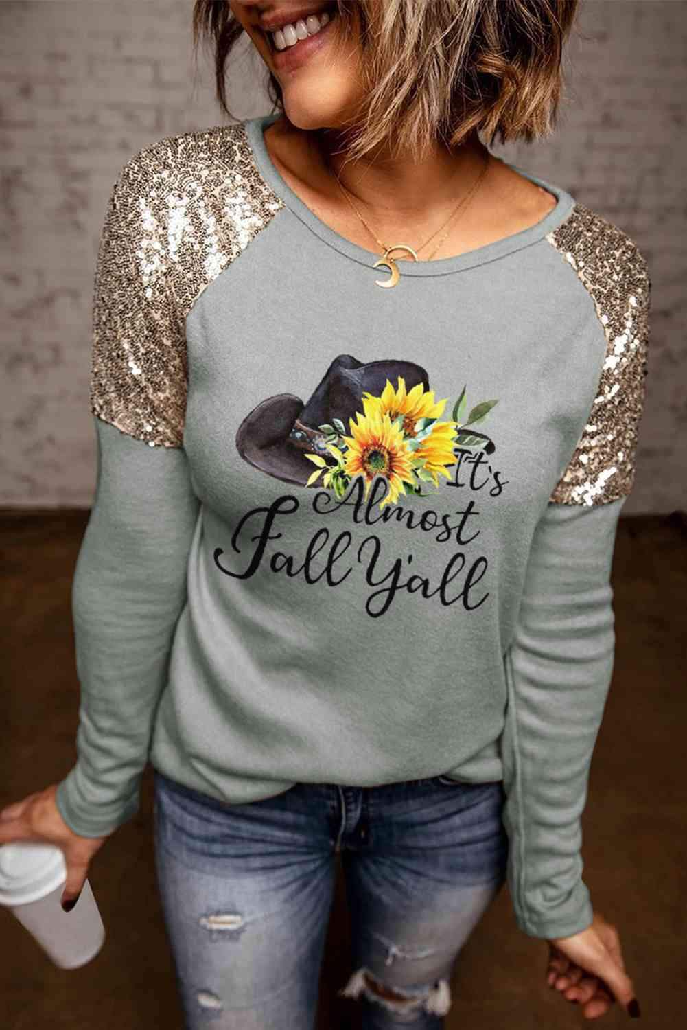 Slogan Graphic Sequin T-Shirt Women's T-Shirts - Tophatter Daily Deals