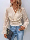 Swiss Dot Flounce Sleeve Blouse Blouses - Tophatter Daily Deals