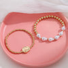 Gold-Plated Alloy Bead Bracelet Bracelets - Tophatter Daily Deals
