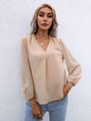 Swiss Dot Frill Trim Puff Sleeve Blouse Tan Blouses - Tophatter Daily Deals