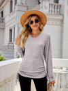 Drawstring V-Neck Long Sleeve T-Shirt Women's T-Shirts - Tophatter Daily Deals