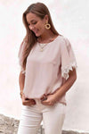 Lace Trim Flutter Sleeve Blouse Blouses - Tophatter Daily Deals