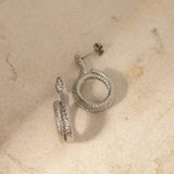 Stainless Steel Silver-Plated Snake Earrings Earrings - Tophatter Daily Deals