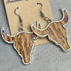 Rhinestone Trim Alloy Bull Earrings Caramel One Size Earrings - Tophatter Daily Deals