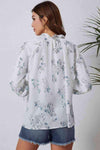 Double Take Floral Tie Neck Flounce Sleeve Blouse Blouses - Tophatter Daily Deals