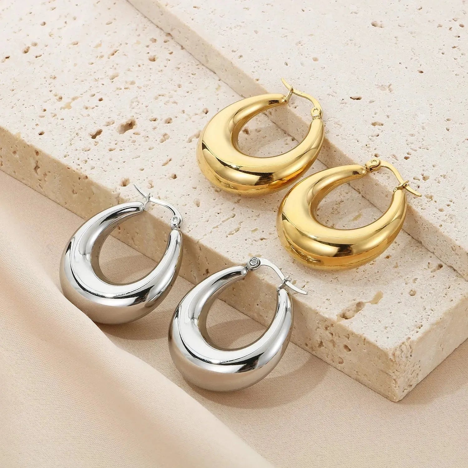 Stainless Steel Hinged Hoop Earrings Earrings - Tophatter Daily Deals