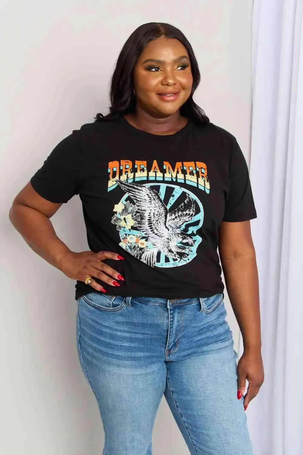 mineB Full Size DREAMER Graphic T-Shirt Women's T-Shirts - Tophatter Daily Deals