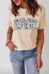 Round Neck Short Sleeve HOWDY Graphic Tee Light Apricot Women's T-Shirts - Tophatter Daily Deals