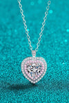 925 Sterling Silver 1 Carat Moissanite Heart Pendant Necklace Moissanite - Tophatter Daily Deals