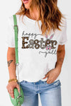 HAPPY EASTER Y'ALL Graphic Round Neck Tee White Women's T-Shirts - Tophatter Daily Deals