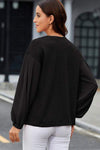 Waffle -Knit V-Neck Long Sleeve Blouse Blouses - Tophatter Daily Deals