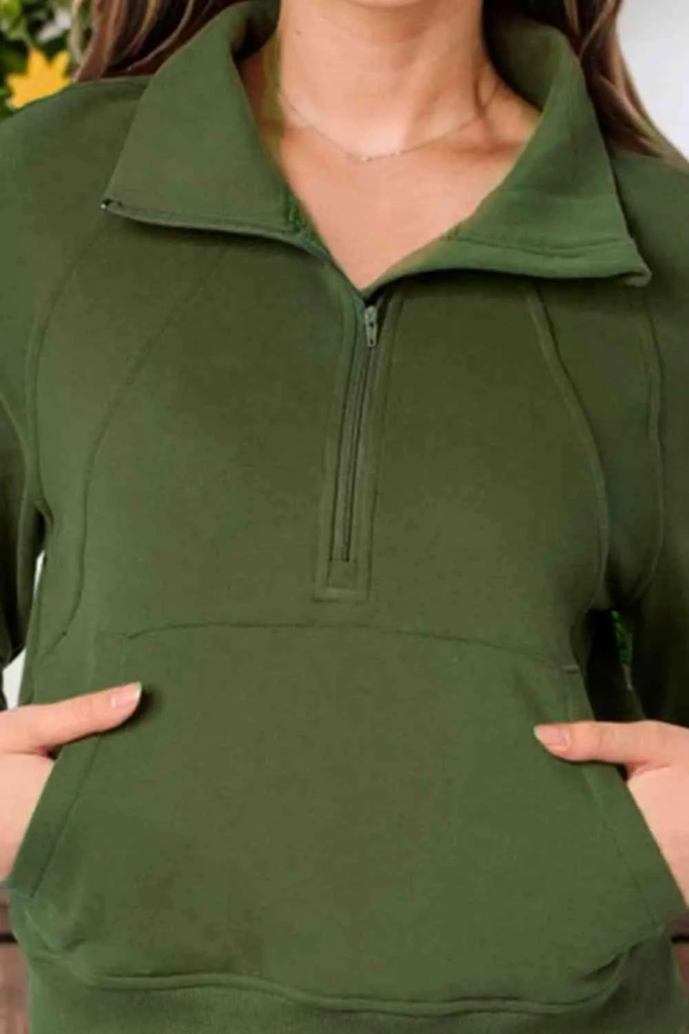 Zip-Up Collared Neck Raglan Sleeve Sweatshirt Blouses - Tophatter Daily Deals