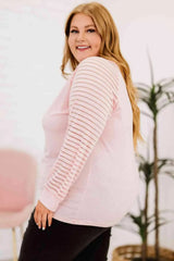 Plus Size Sheer Striped Sleeve V-Neck Top Women's T-Shirts - Tophatter Daily Deals