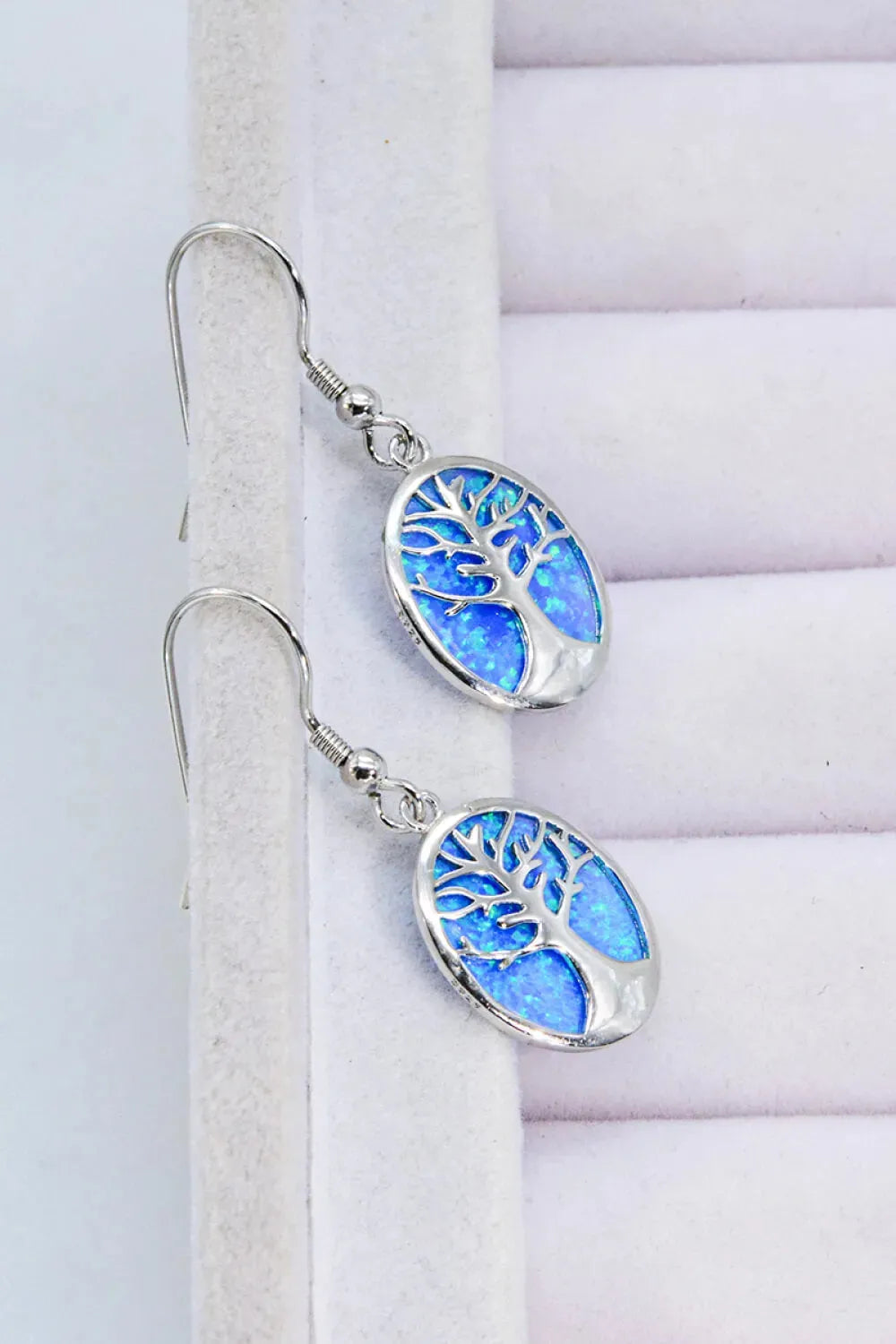 Opal Blue Platinum-Plated Drop Earrings Opal - Tophatter Daily Deals