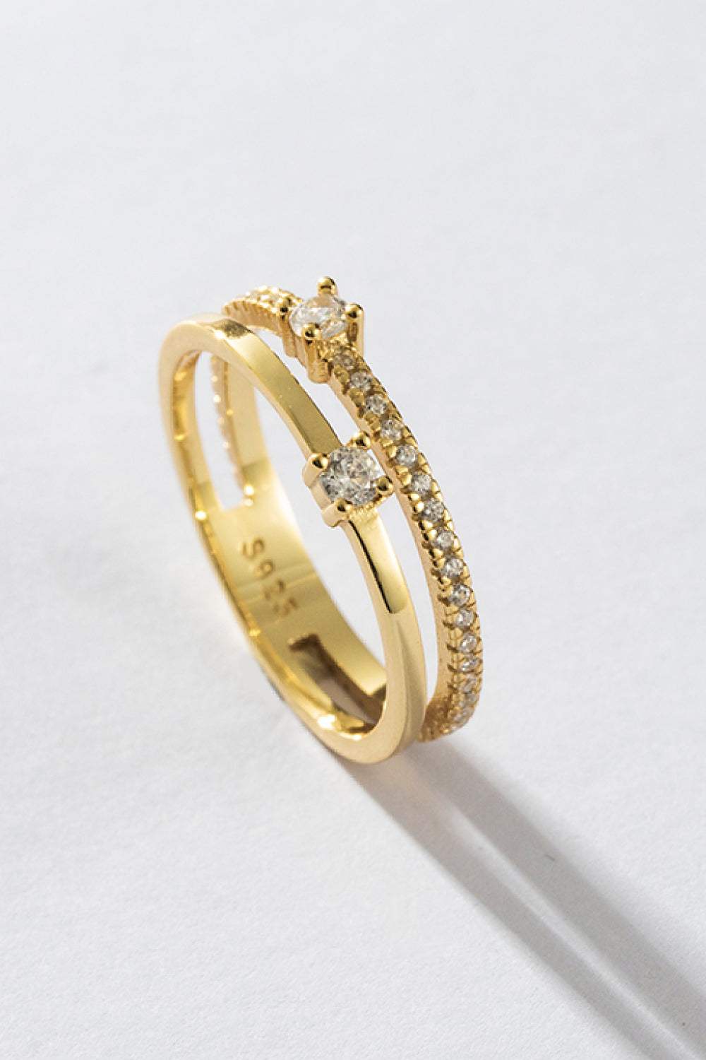 Zircon 925 Sterling Silver Double-Layered Ring Rings - Tophatter Daily Deals