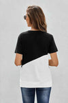 Two-Tone Round Neck Tee Women's T-Shirts - Tophatter Daily Deals