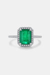 925 Sterling Silver Rectangle Shape Tourmaline Ring Mid Green Rings - Tophatter Daily Deals