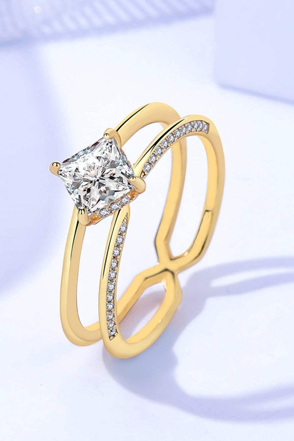 Moissanite 18K Gold-Plated Double-Layered Ring Moissanite - Tophatter Daily Deals