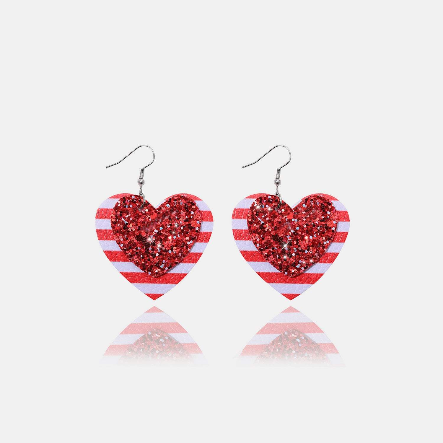 PU Leather Iron Hook Sequin Heart Earrings Earrings - Tophatter Daily Deals