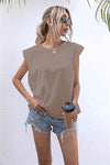 Round Neck Cap Sleeve Tee Dust Storm Women's T-Shirts - Tophatter Daily Deals