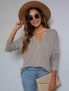 Dropped Shoulder High-Low Waffle-Knit Top Light Gray Blouses - Tophatter Daily Deals