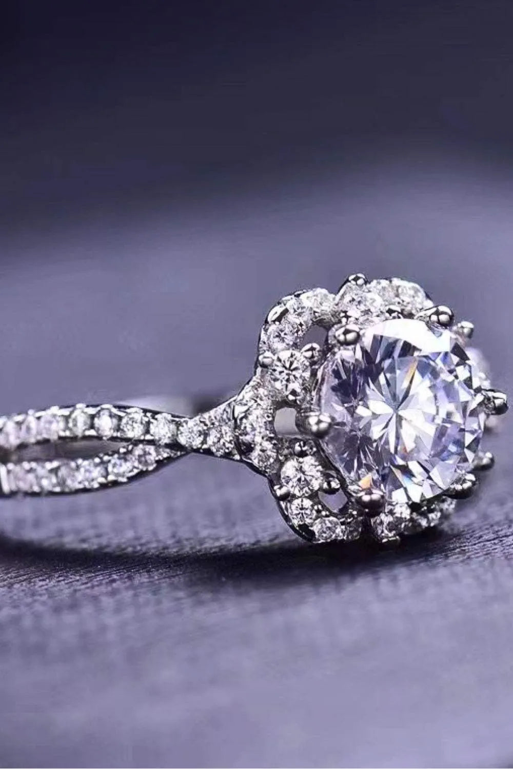 Platinum-Plated Six Prong 1 Carat Moissanite Ring Moissanite - Tophatter Daily Deals