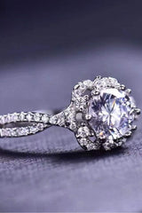 Platinum-Plated Six Prong 1 Carat Moissanite Ring Moissanite - Tophatter Daily Deals