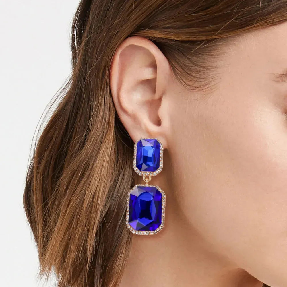 Geometrical Shape Glass Stone Dangle Earrings Earrings - Tophatter Daily Deals