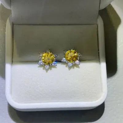 2 Carat Moissanite 925 Sterling Silver Stud Earrings Mustard One Size Moissanite - Tophatter Daily Deals