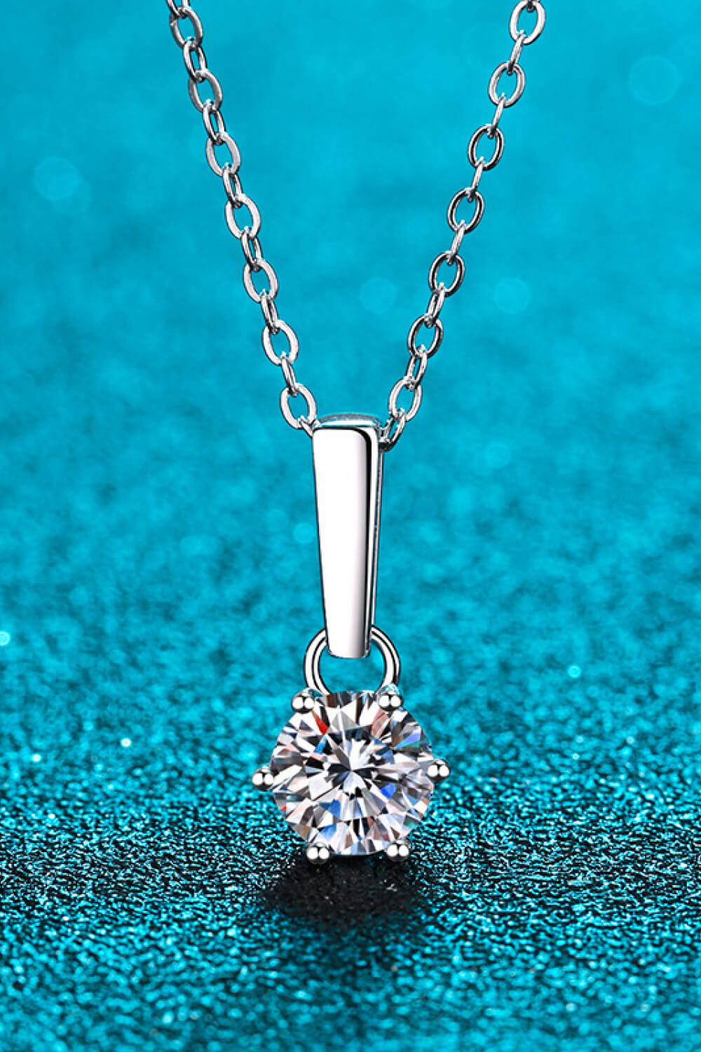 1 Carat Moissanite 925 Sterling Silver Chain-Link Necklace Moissanite - Tophatter Daily Deals