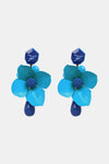 Bloosom Flower and Teardrop Resin Dangle Earrings Sky Blue One Size Earrings - Tophatter Daily Deals