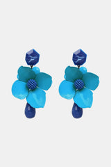 Bloosom Flower and Teardrop Resin Dangle Earrings Sky Blue One Size Earrings - Tophatter Daily Deals