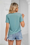 Ruched Hem Detail Crewneck T-Shirt Women's T-Shirts - Tophatter Daily Deals