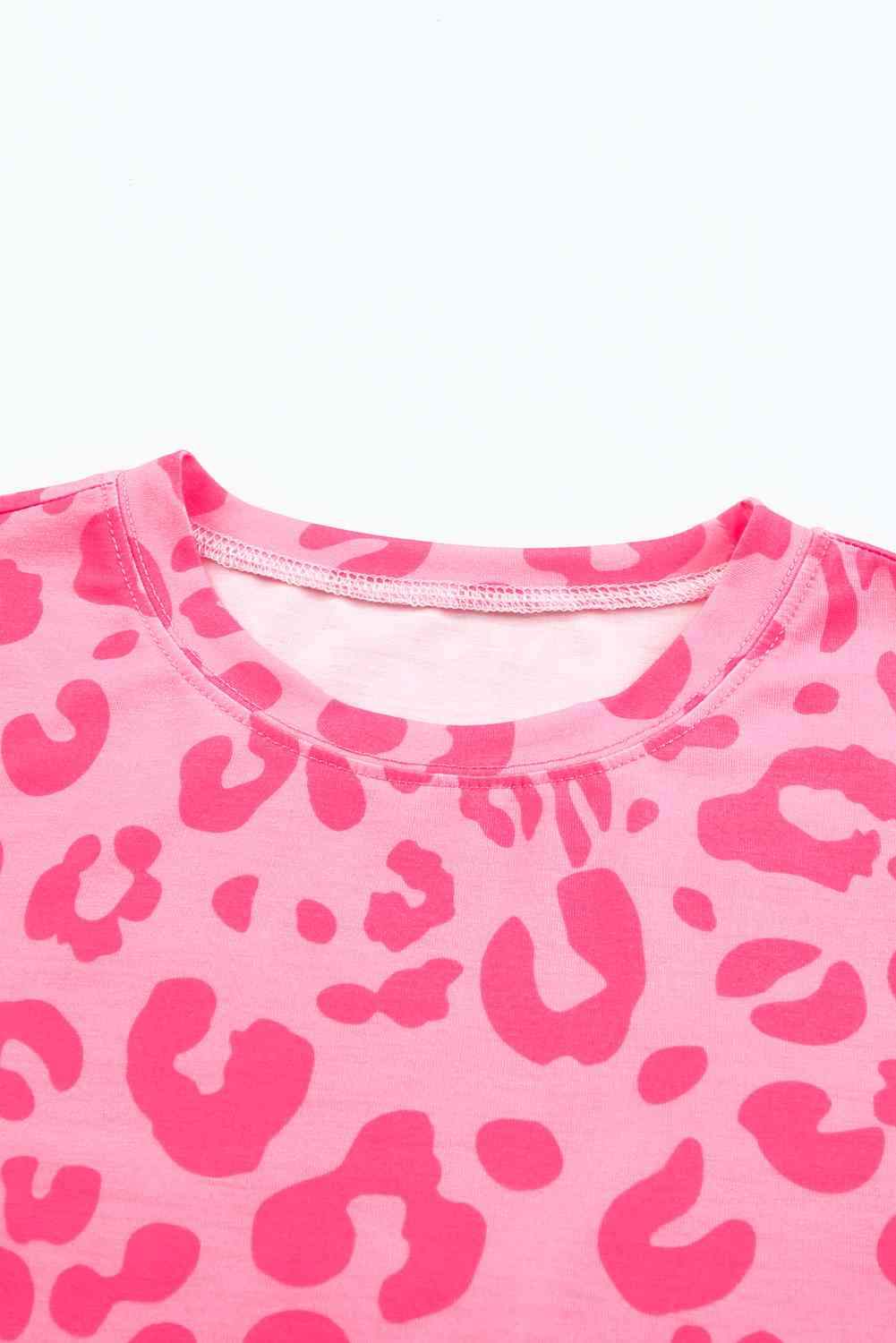 Leopard Round Neck Tee Women's T-Shirts - Tophatter Daily Deals