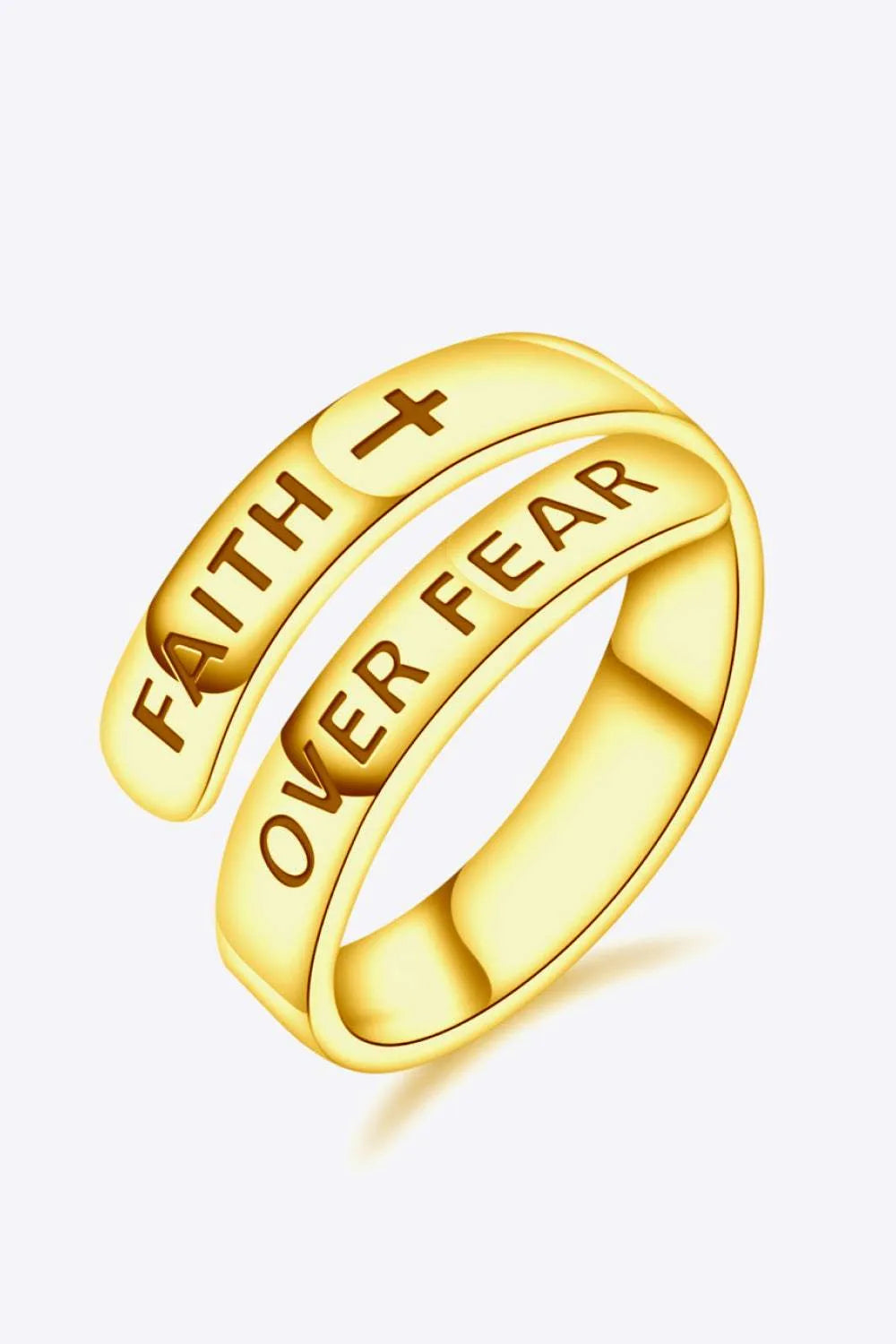 925 Sterling Silver FAITH OVER FEAR Bypass Ring Rings - Tophatter Daily Deals