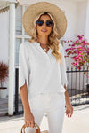 Notched Half Button T-Shirt White Women's T-Shirts - Tophatter Daily Deals