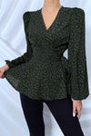 Surplice Neck Leopard Print Side Tie Blouse Black Forest Blouses - Tophatter Daily Deals