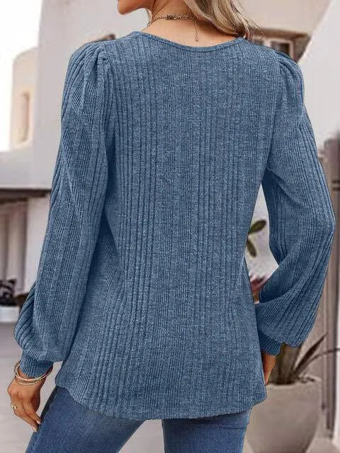 Square Neck Long Sleeve Top Blouses - Tophatter Daily Deals