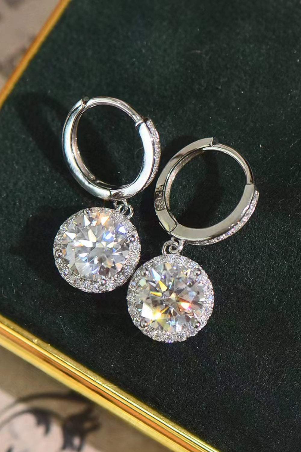 2 Carat Moissanite Round Drop Earrings Moissanite - Tophatter Daily Deals