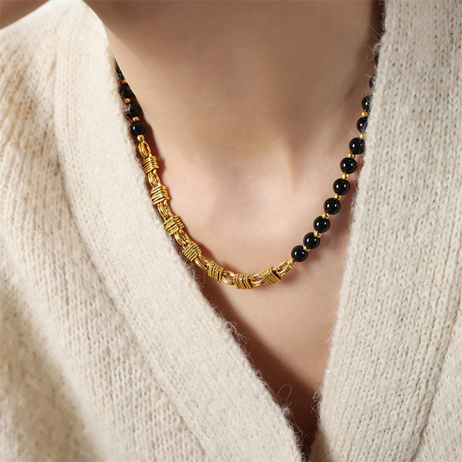 Bead Detail 18K Gold-Plated Necklace Necklaces - Tophatter Daily Deals