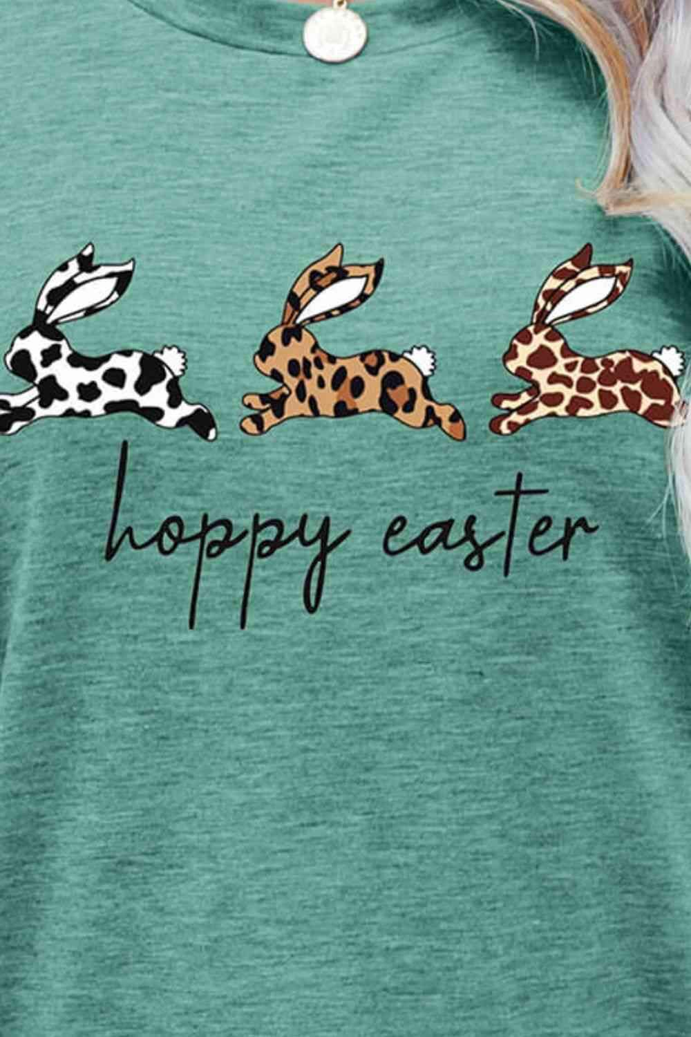 HOPPY EASTER Bunny Graphic Tee Shirt Women's T-Shirts - Tophatter Daily Deals