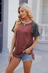 Round Neck Short Sleeve T-Shirt Women's T-Shirts - Tophatter Daily Deals