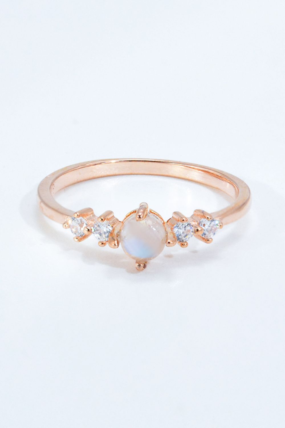 Natural Moonstone and Zircon 18K Rose Gold-Plated Ring Moonstone - Tophatter Daily Deals