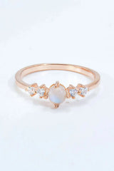 Natural Moonstone and Zircon 18K Rose Gold-Plated Ring Moonstone - Tophatter Daily Deals