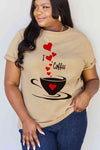 Simply Love Full Size I LOVE COFFEE Graphic Cotton Tee Taupe Women's T-Shirts - Tophatter Daily Deals